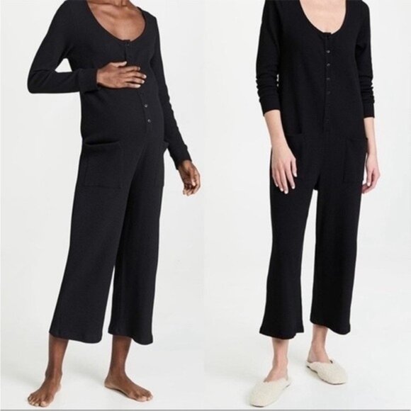 Hatch Pants - Hatch Jumpsuit Thermal Waffle Knit Daily Feed Long Sleeve Maternity Jumpsuit
